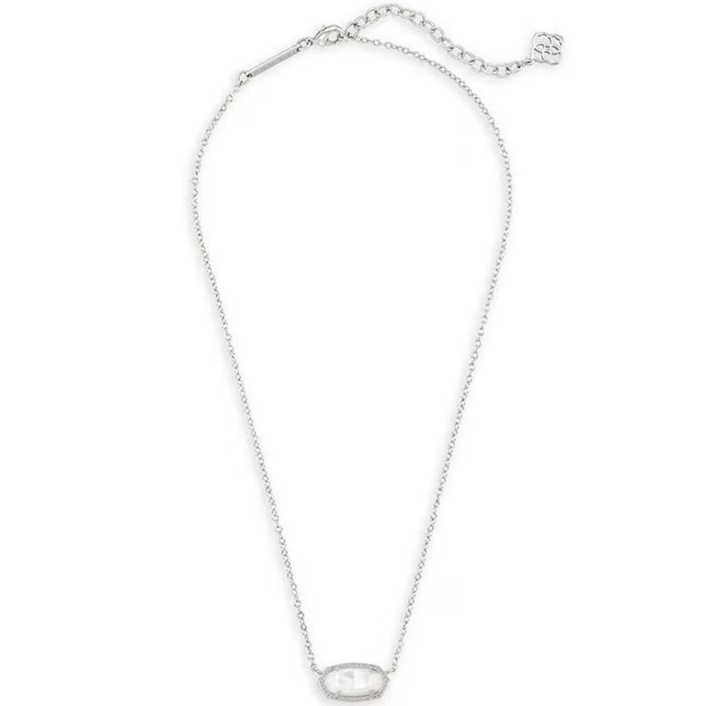 NWT Kendra Scott Elisa Ivory Mother-of-Pearl Silver Pendant Necklace - Picture 15 of 16